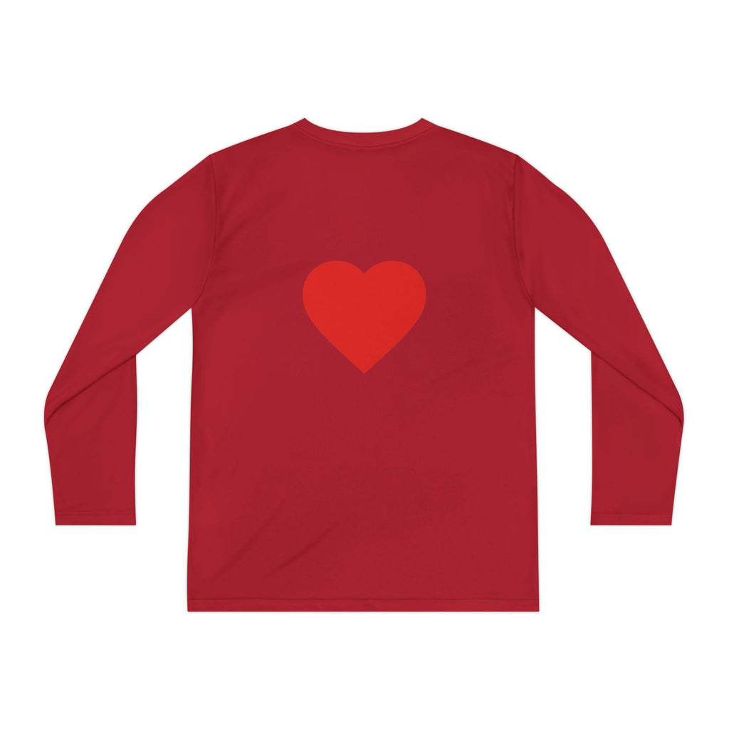 Youth Long Sleeve Tee — Red Heart "love" Graphic