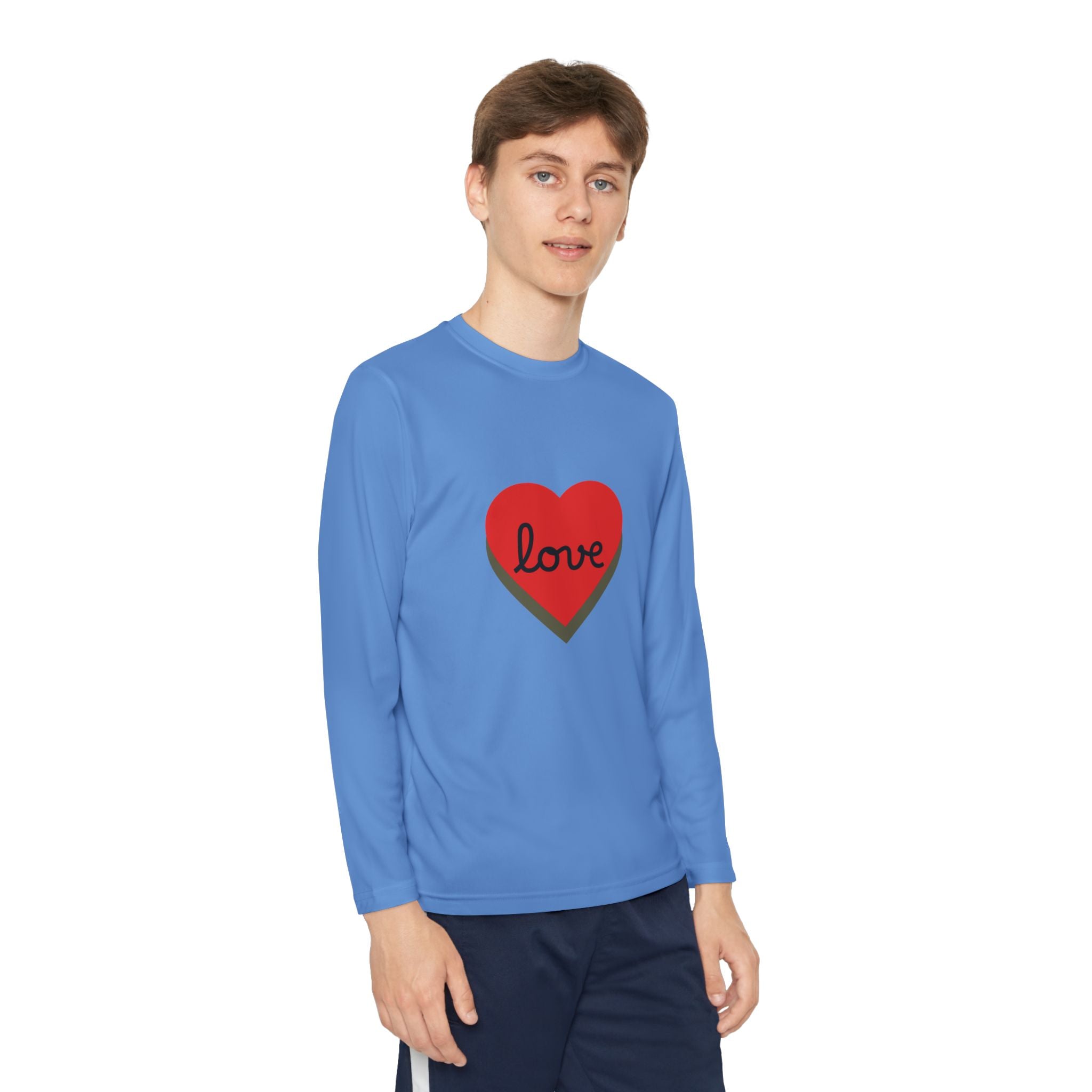 Youth Long Sleeve Tee — Red Heart "love" Graphic