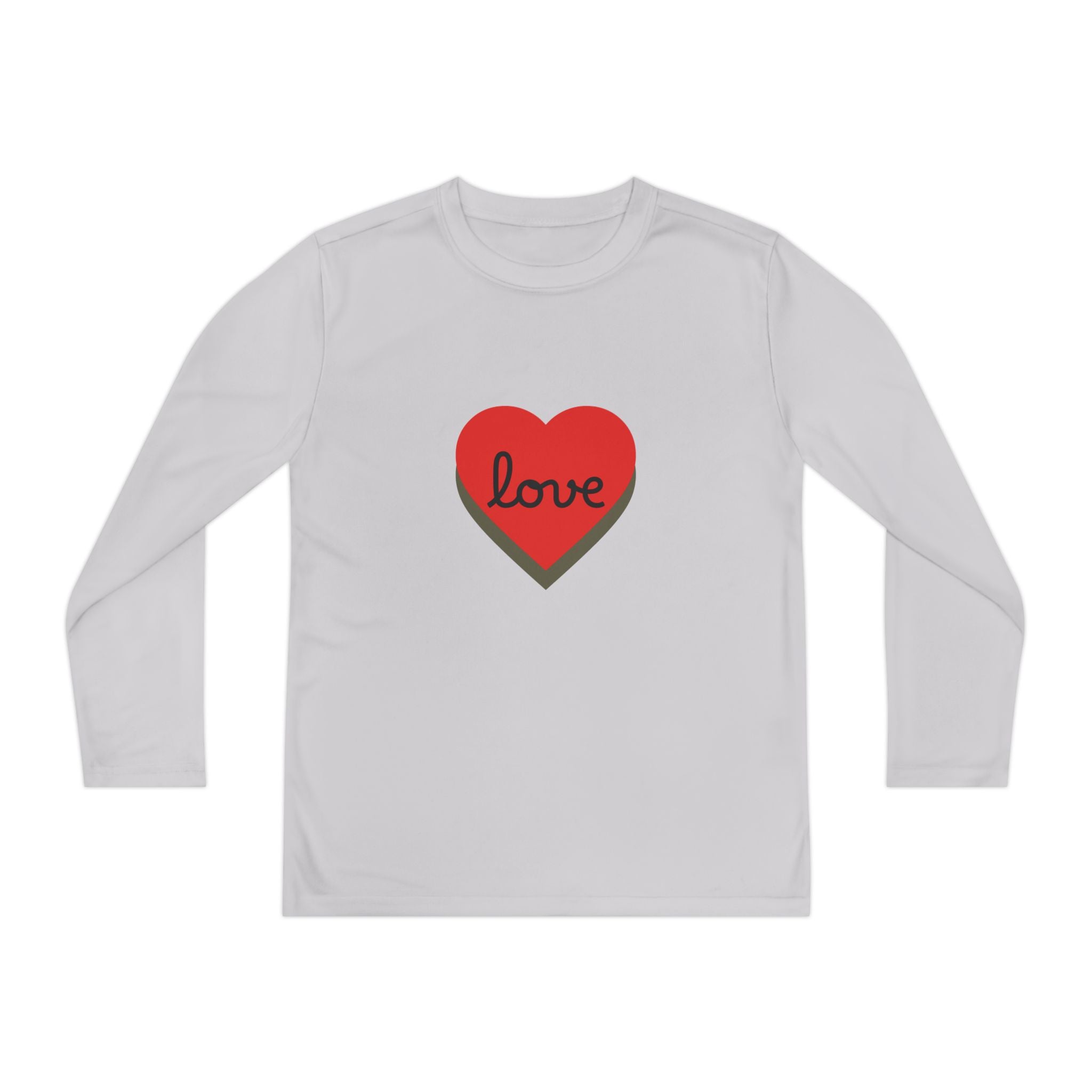Youth Long Sleeve Tee — Red Heart "love" Graphic