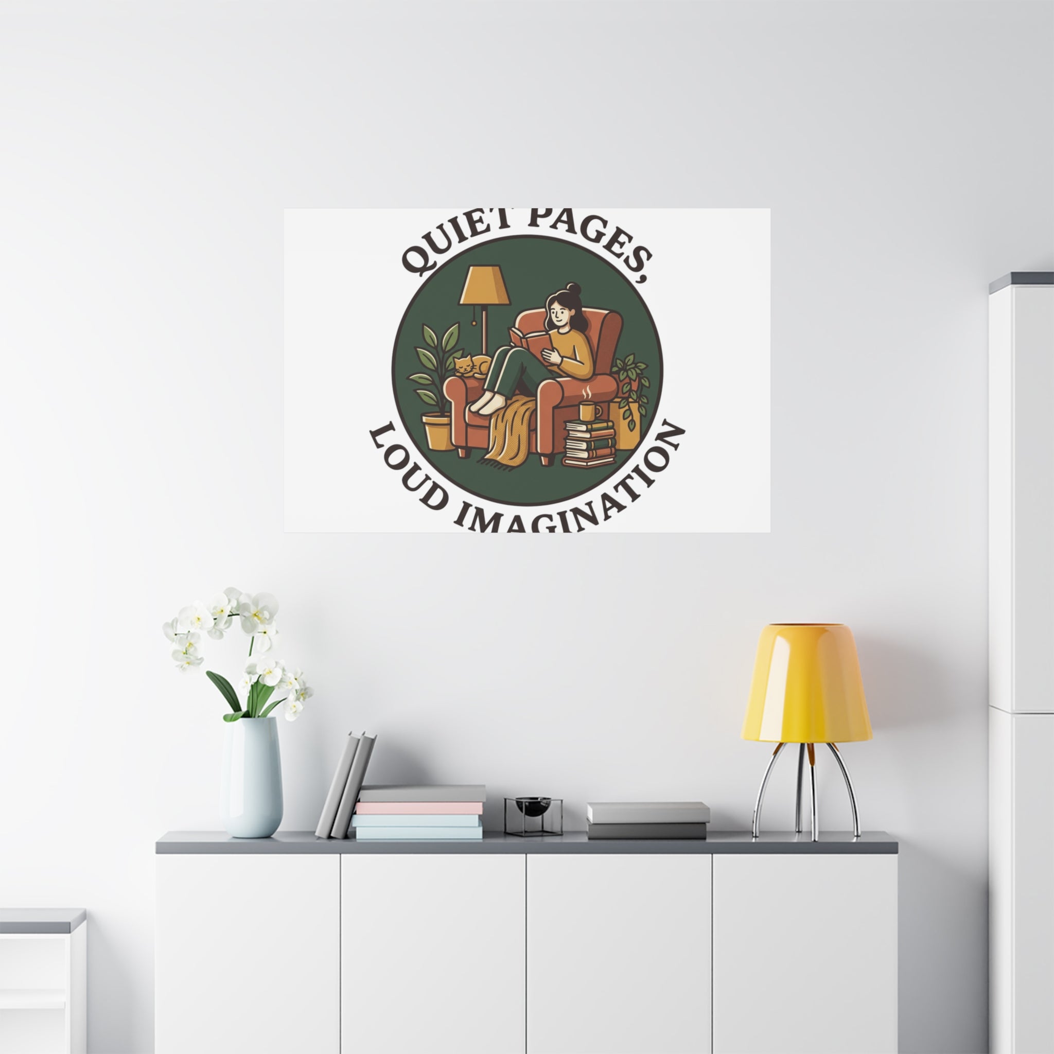 Quiet Pages Loud Imagination Canvas | Book Lover, Cozy Reading, Library Aesthetic