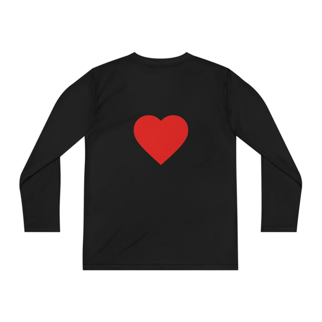 Youth Long Sleeve Tee — Red Heart "love" Graphic