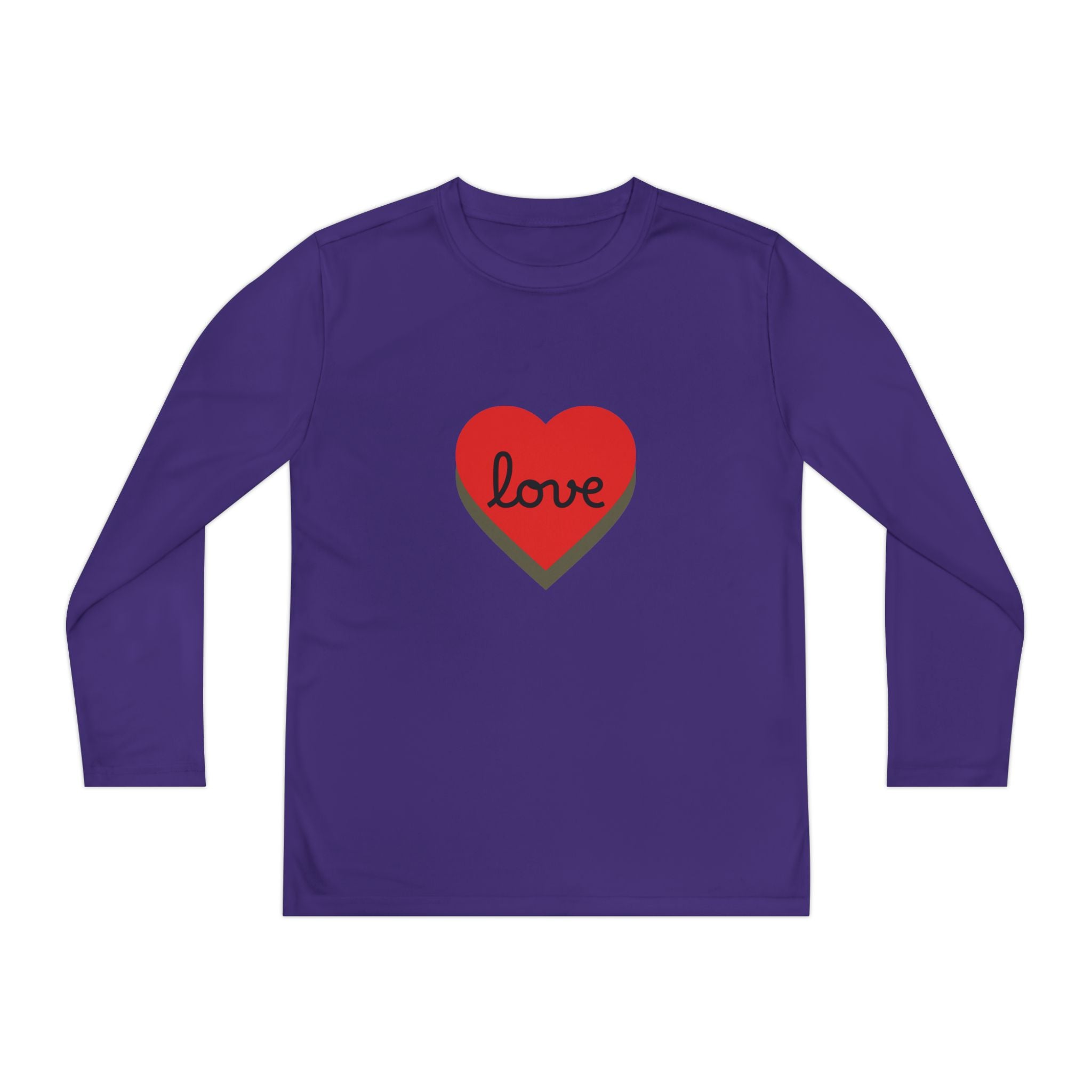 Youth Long Sleeve Tee — Red Heart "love" Graphic