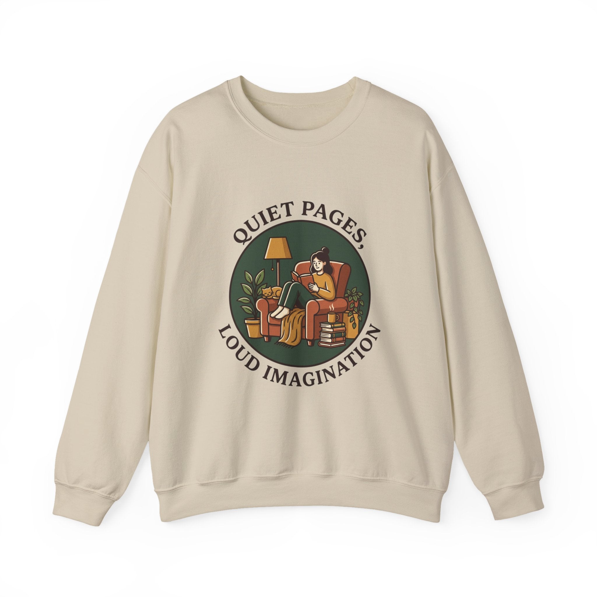 Quiet Pages Loud Imagination Crewneck Sweatshirt | Bookish Cozy Reading, Library Aesthetic