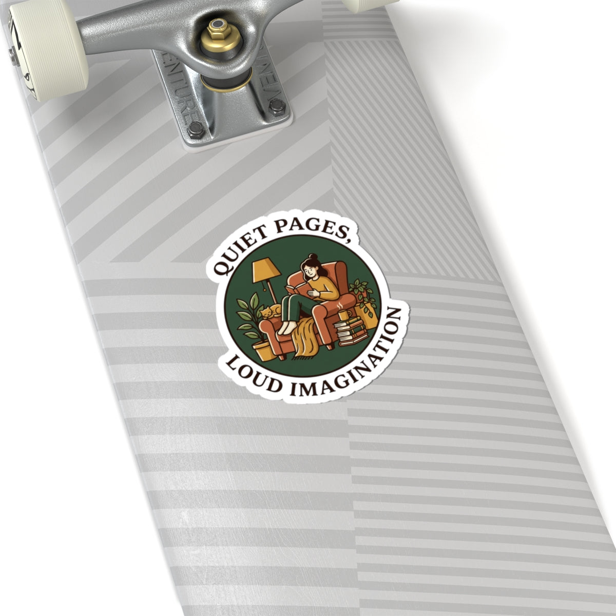 Quiet Pages Loud Imagination Kiss-Cut Stickers | book lover, cozy reading, library aesthetic