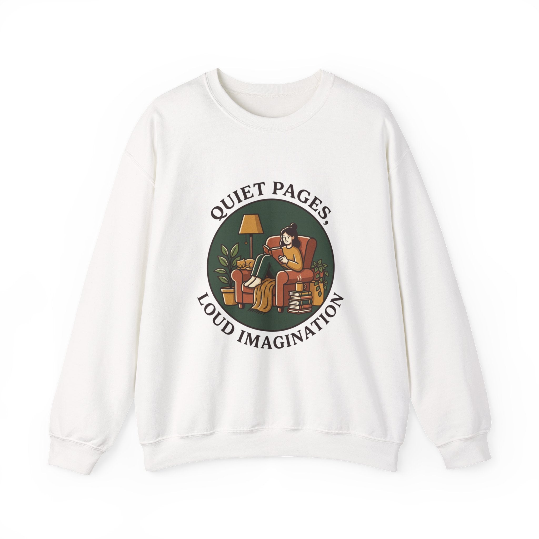 Quiet Pages Loud Imagination Crewneck Sweatshirt | Bookish Cozy Reading, Library Aesthetic