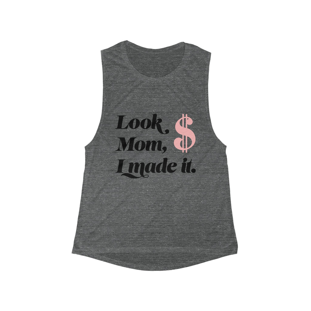 Women's Black Muscle Tank with Pink Dollar Sign Chest Graphic – Casual Streetwear Top