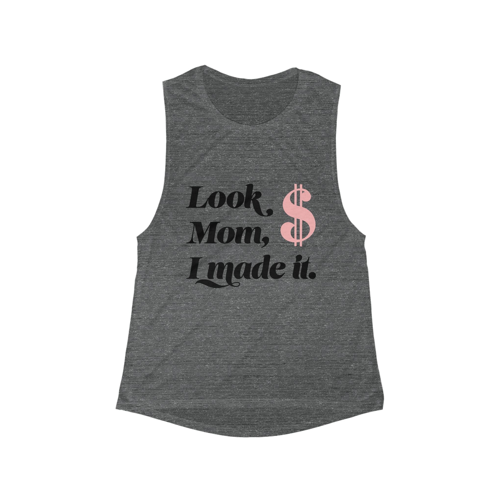 Women's Black Muscle Tank with Pink Dollar Sign Chest Graphic – Casual Streetwear Top