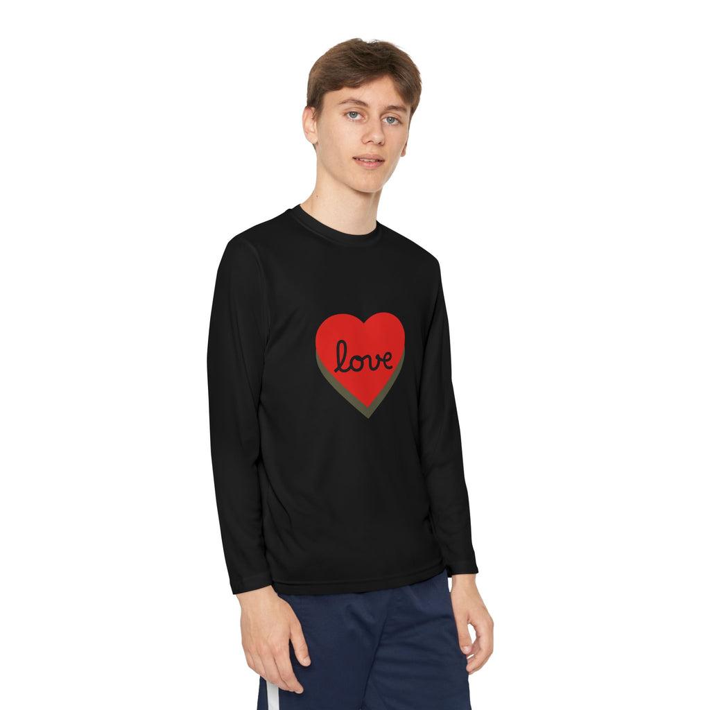 Youth Long Sleeve Tee — Red Heart "love" Graphic