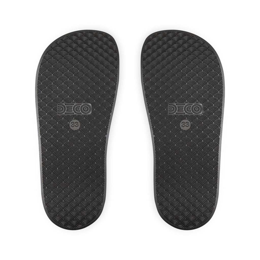 Youth Slide Sandals — "Happy Birthday" Feather Wings Design