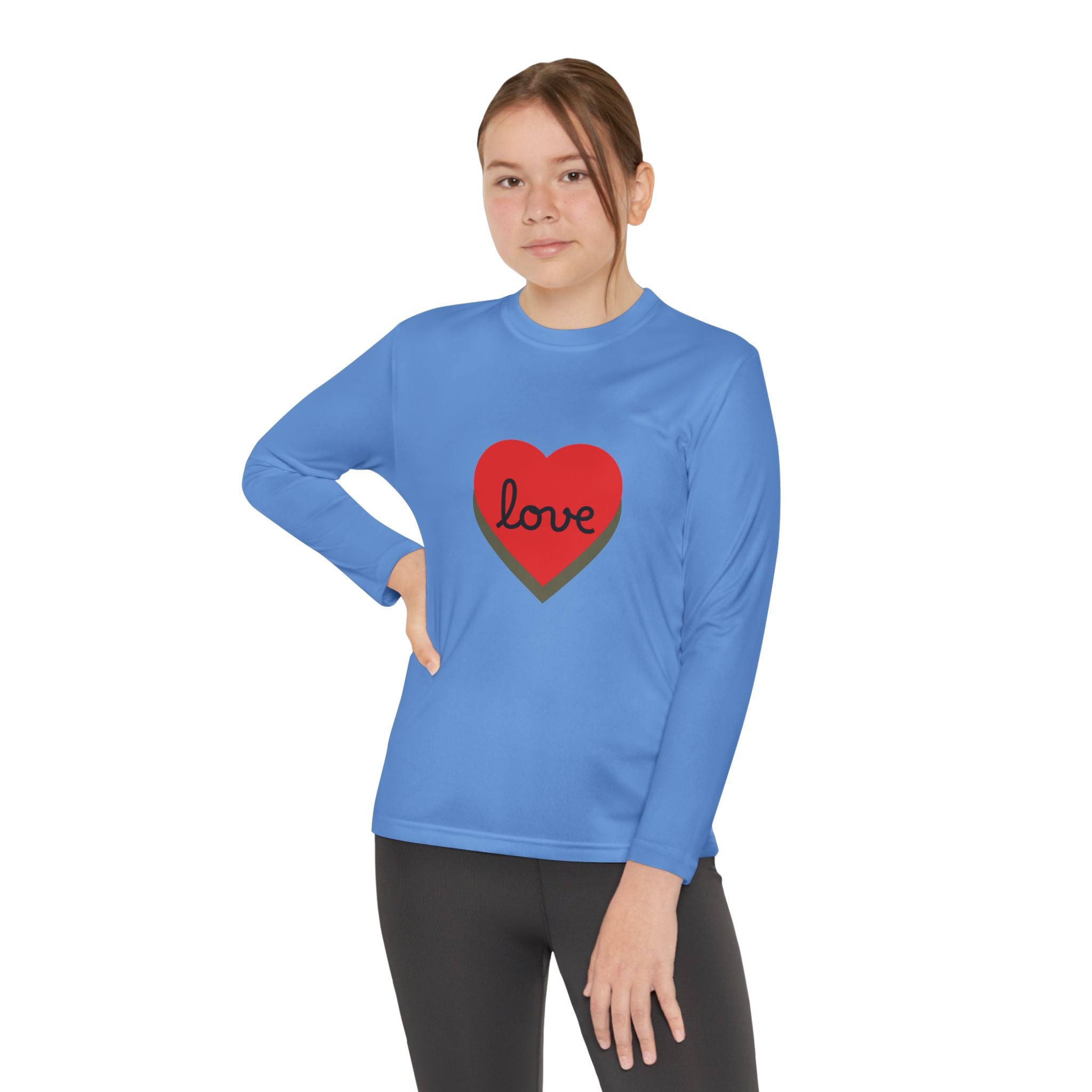 Youth Long Sleeve Tee — Red Heart "love" Graphic