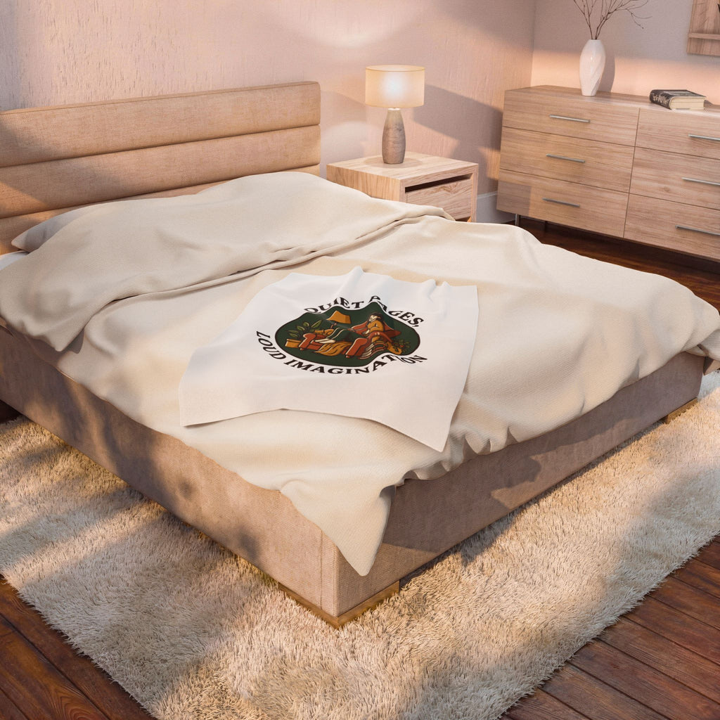 Quiet Pages Loud Imagination Velveteen Plush Blanket | Book Lover, Cozy Reading