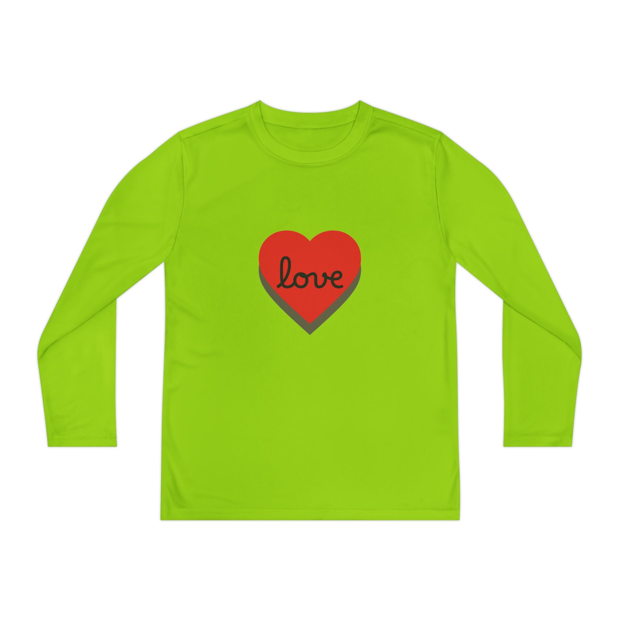 Youth Long Sleeve Tee — Red Heart "love" Graphic