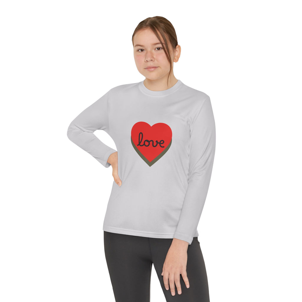 Youth Long Sleeve Tee — Red Heart "love" Graphic
