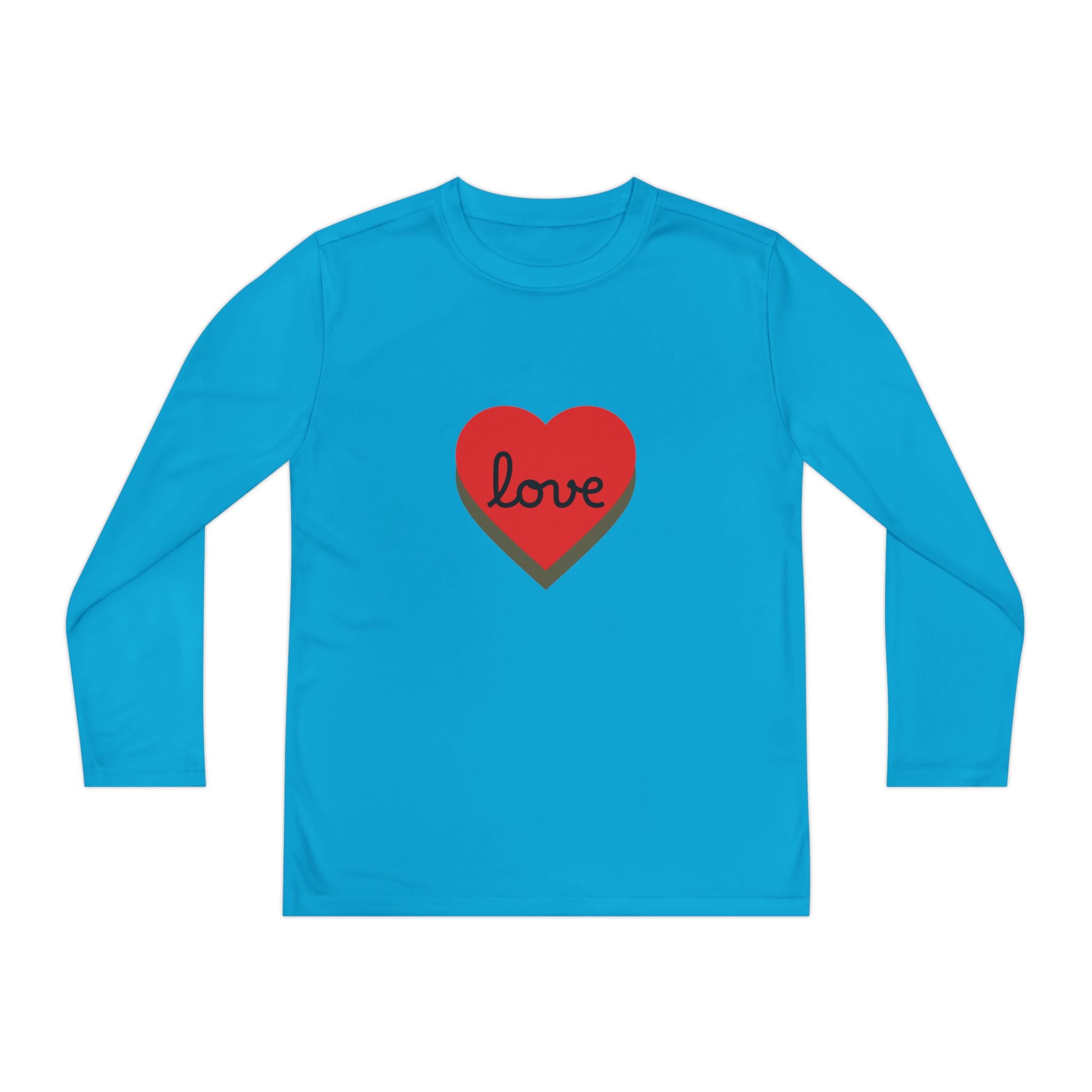 Youth Long Sleeve Tee — Red Heart "love" Graphic