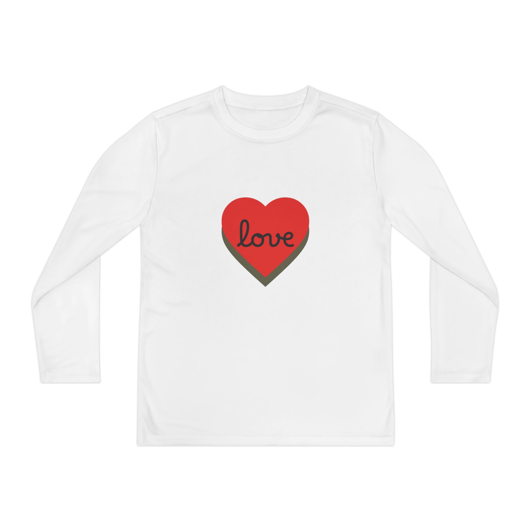 Youth Long Sleeve Tee — Red Heart "love" Graphic