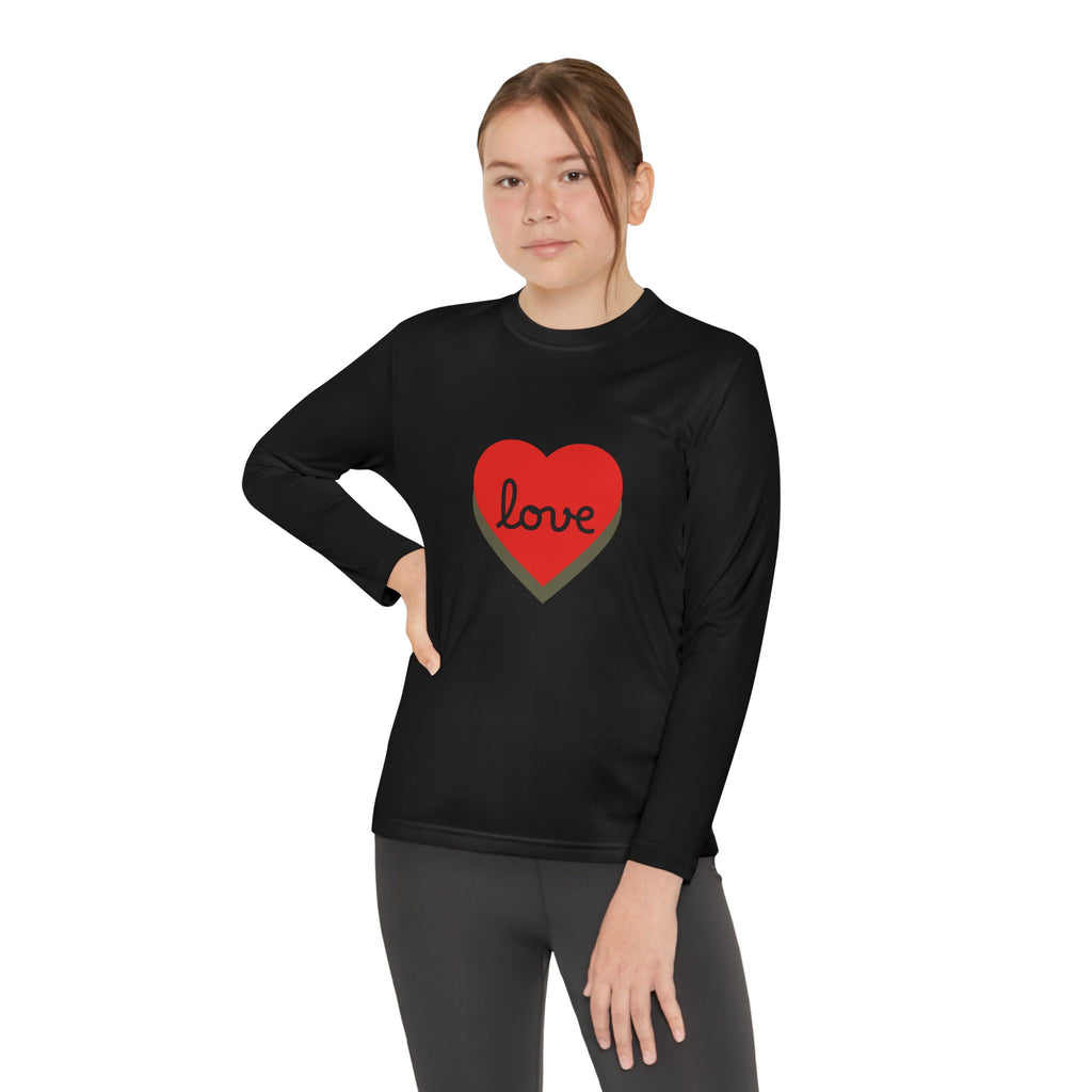 Youth Long Sleeve Tee — Red Heart "love" Graphic