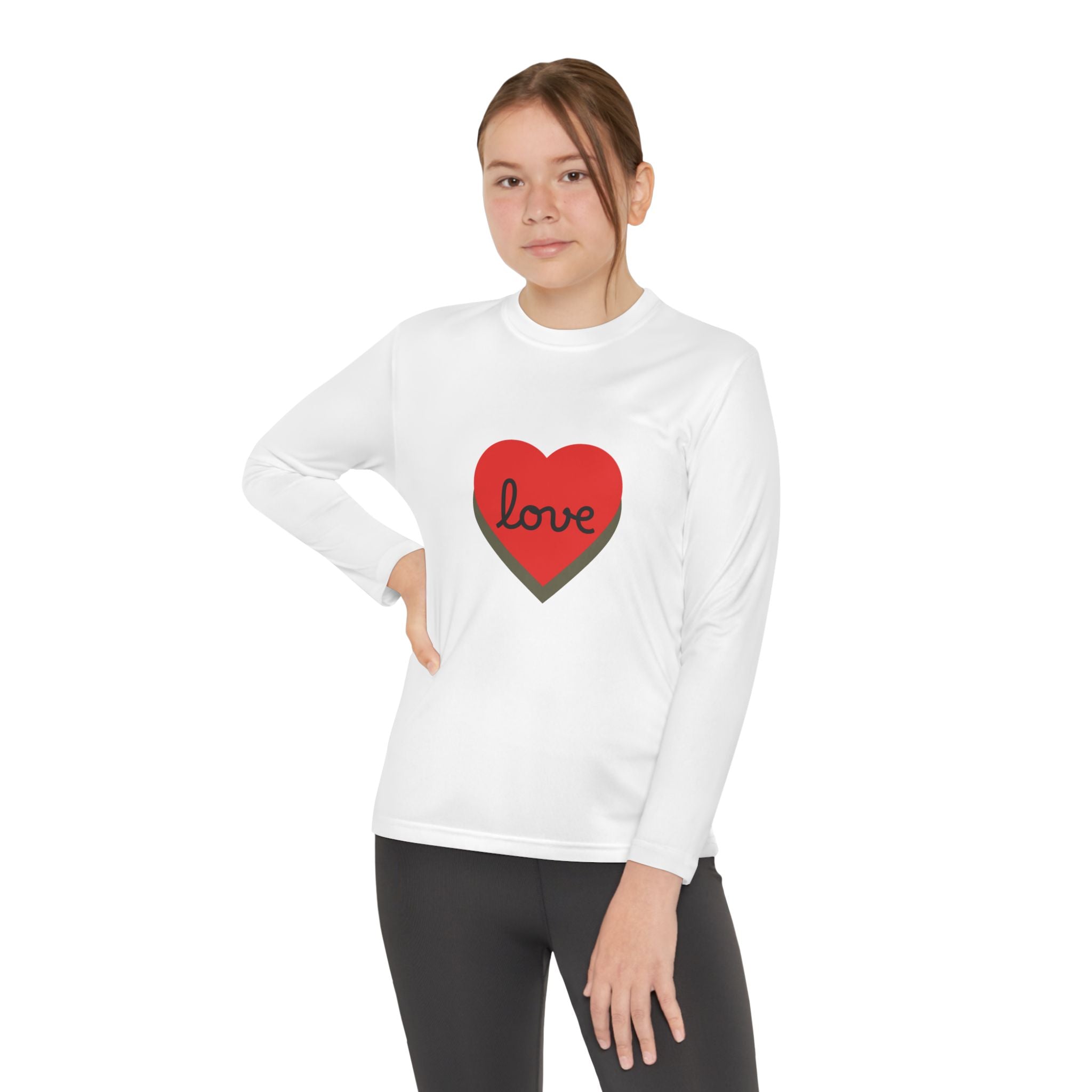 Youth Long Sleeve Tee — Red Heart "love" Graphic