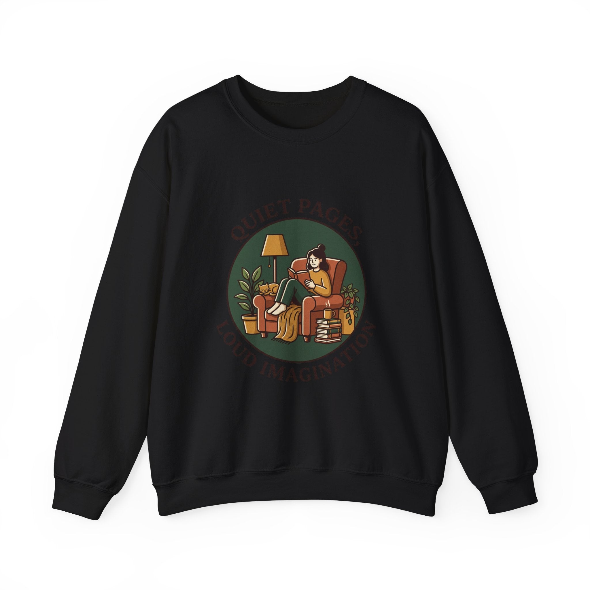 Quiet Pages Loud Imagination Crewneck Sweatshirt | Bookish Cozy Reading, Library Aesthetic