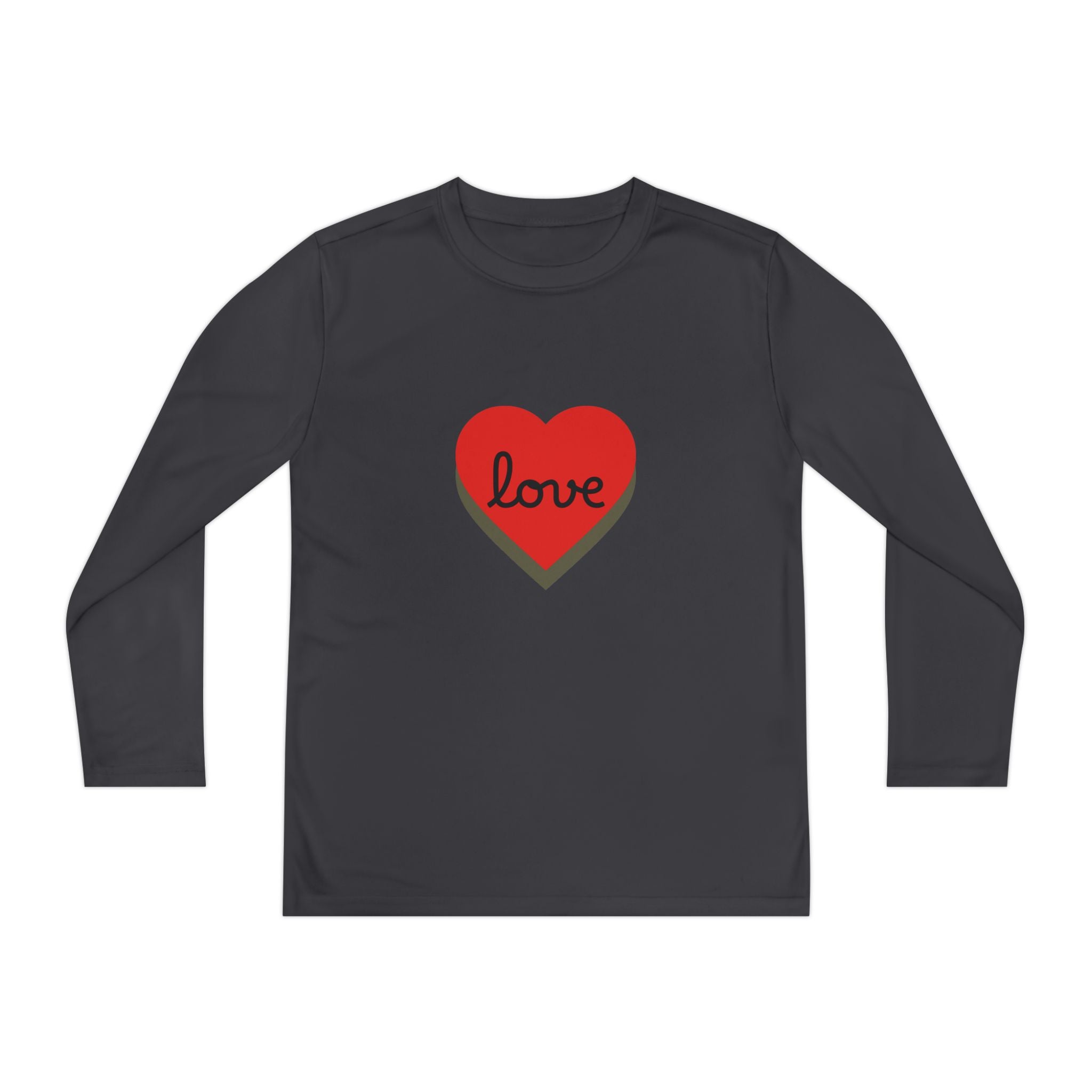 Youth Long Sleeve Tee — Red Heart "love" Graphic