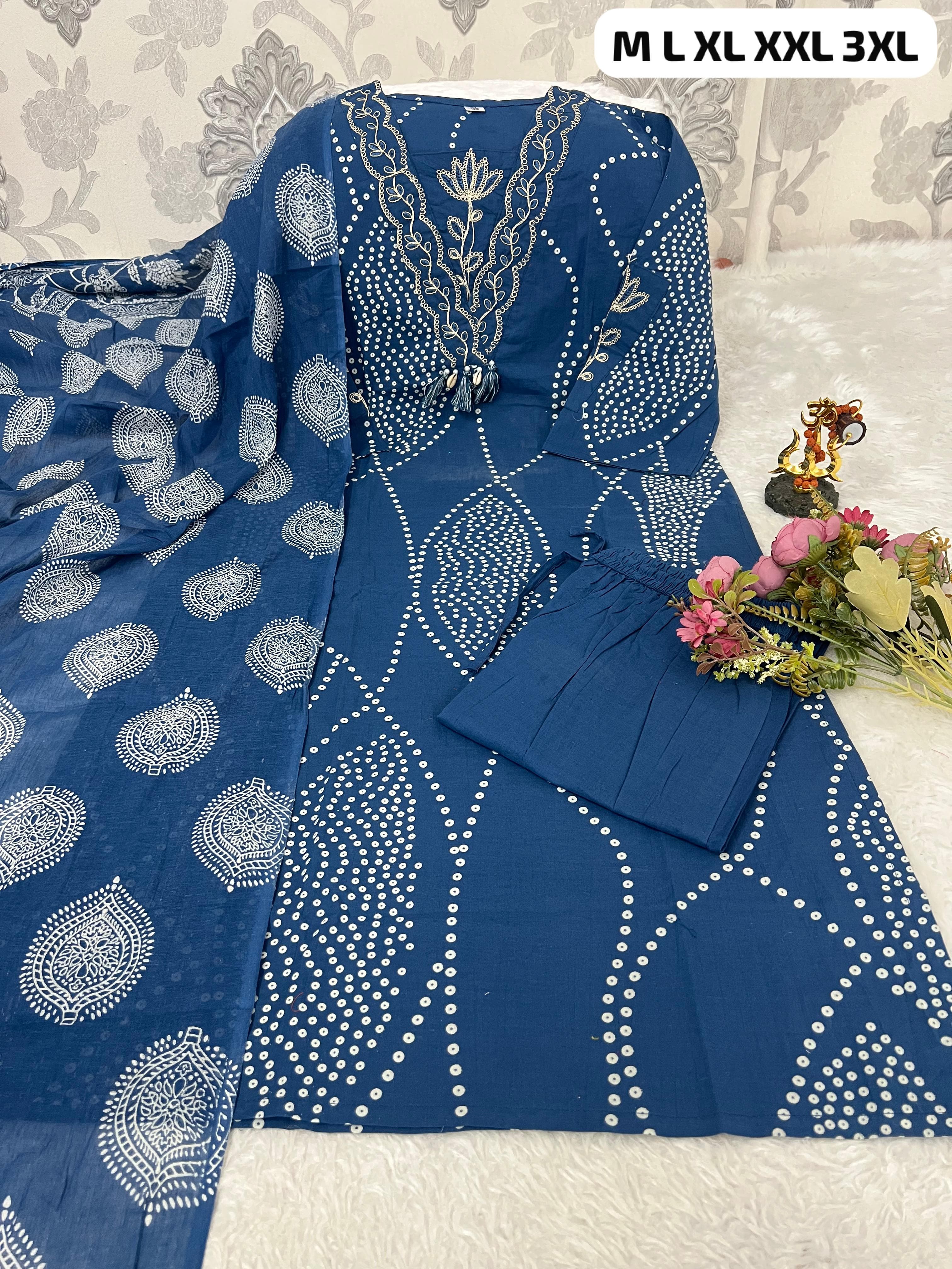 NEW ARRIVAL ✨ Elegant Bandhani Kurta Set — Pure Cotton with Dupatta