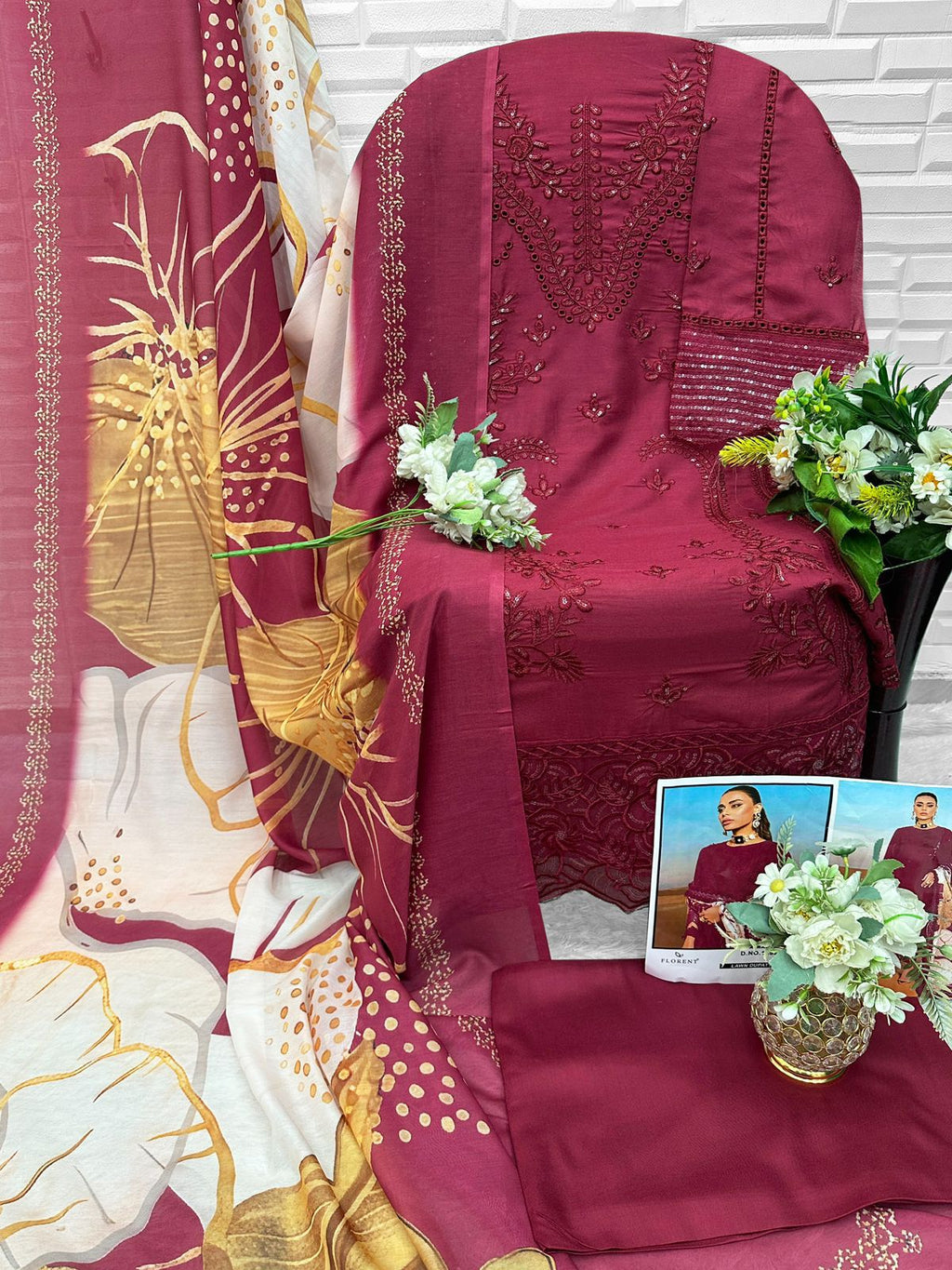Florent D.No. 1082 (ABCD) – Rayon Cotton Embroidered 3-Piece Suit